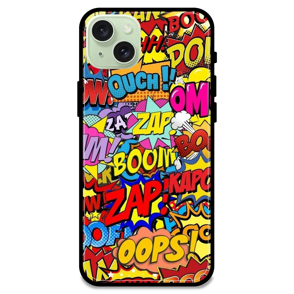 Comic Pop Art - Glossy Metal Silicone Case For Apple iPhone Models- Apple iPhone 15 plus