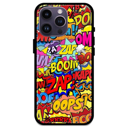 Comic Pop Art - Glossy Metal Silicone Case For Apple iPhone Models- Apple iPhone 14 pro max