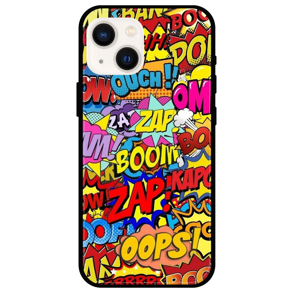 Comic Pop Art - Glossy Metal Silicone Case For Apple iPhone Models- Apple iPhone 13