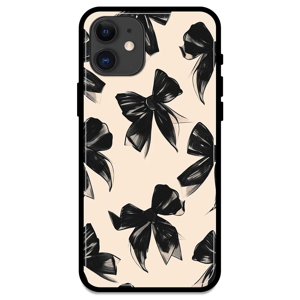 Black Bows - Glossy Metal Silicone Case For Apple iPhone Models