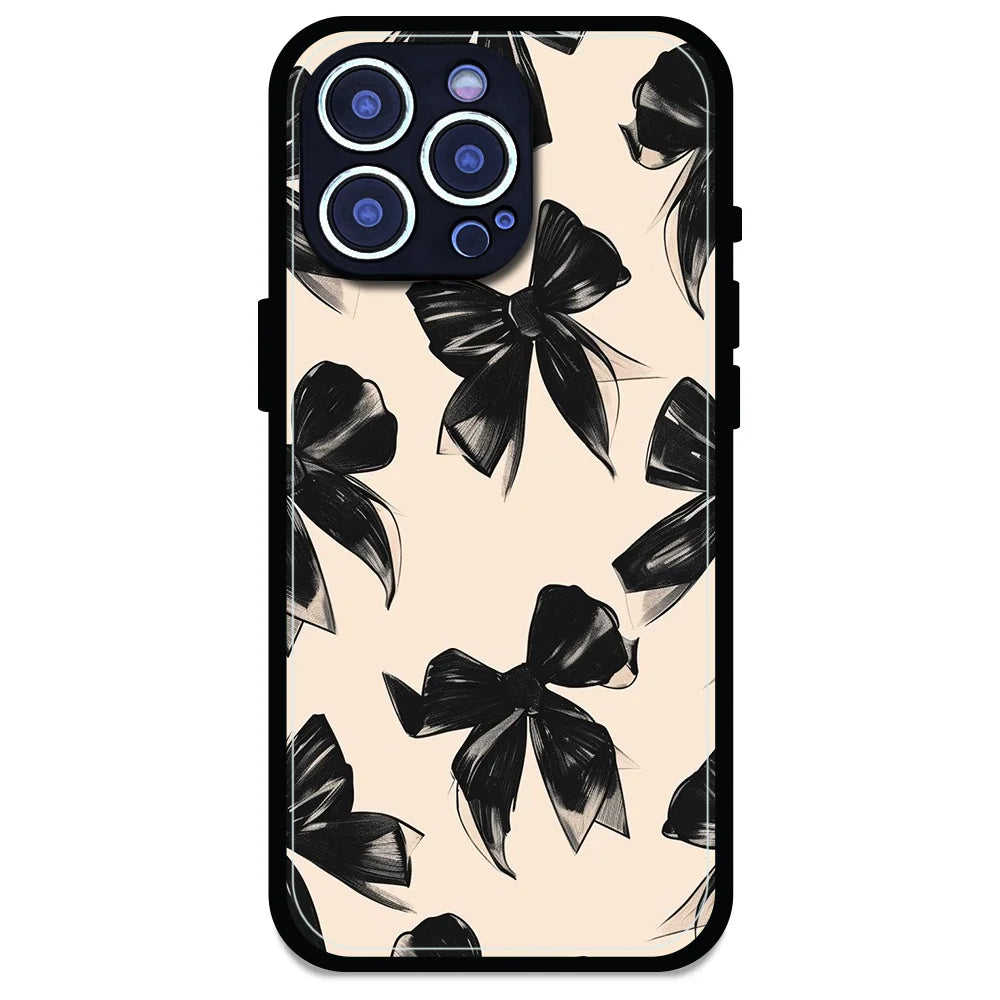 Black Bows - Glossy Metal Silicone Case For Apple iPhone Models