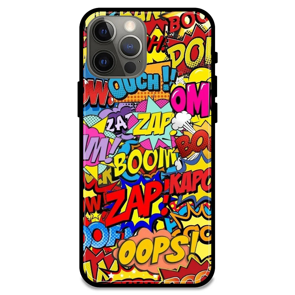 Comic Pop Art - Glossy Metal Silicone Case For Apple iPhone Models- Apple iPhone 12 pro max