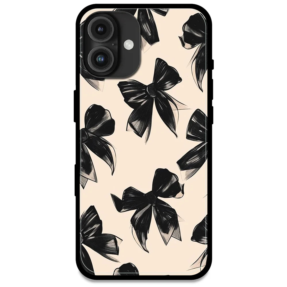 Black Bows - Glossy Metal Silicone Case For Apple iPhone Models