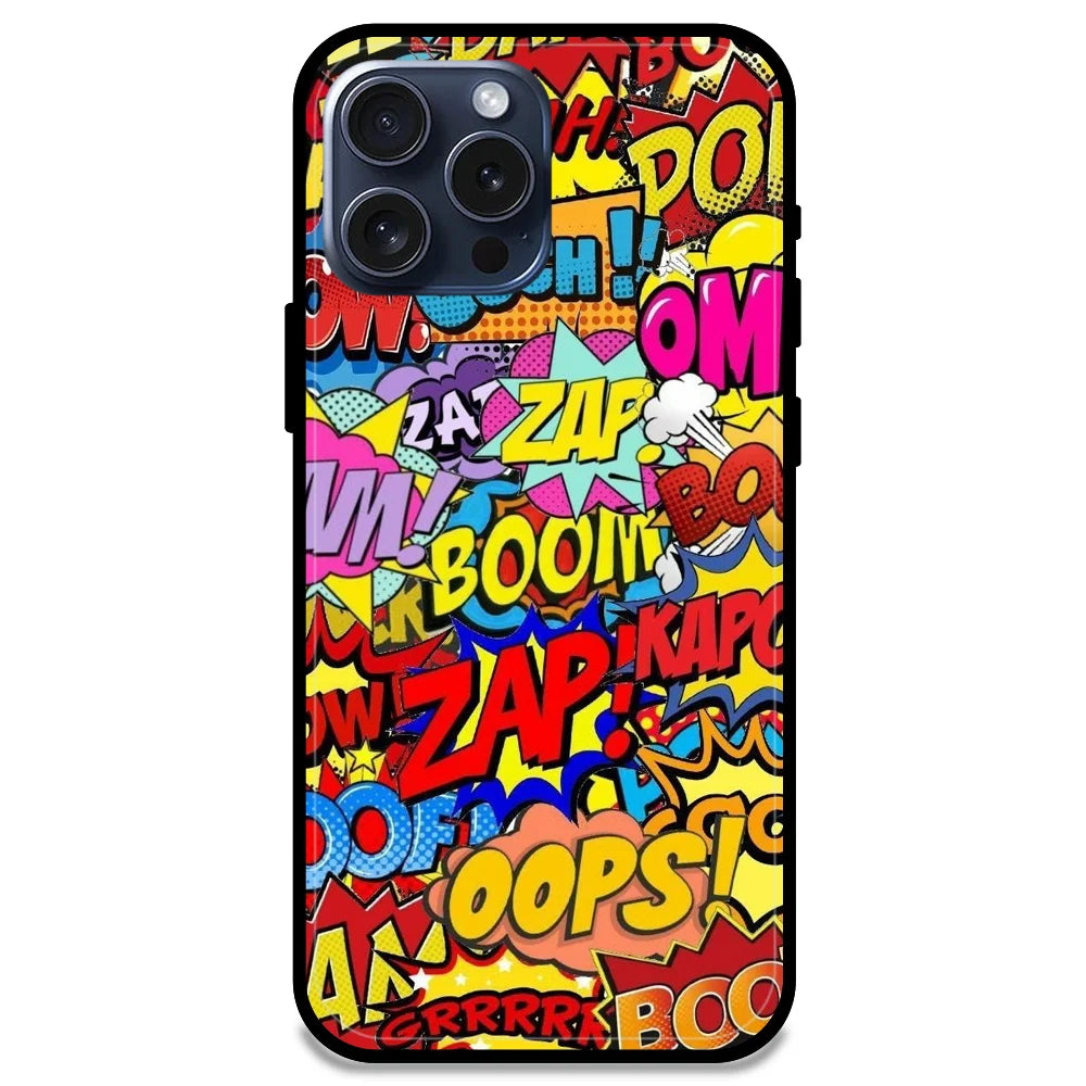 Comic Pop Art - Glossy Metal Silicone Case For Apple iPhone Models- Apple iPhone 15 pro 