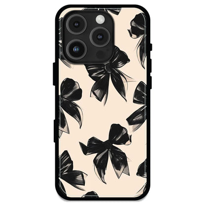 Black Bows - Glossy Metal Silicone Case For Apple iPhone Models