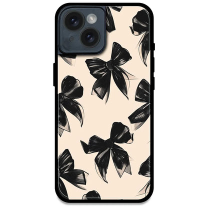 Black Bows - Glossy Metal Silicone Case For Apple iPhone Models