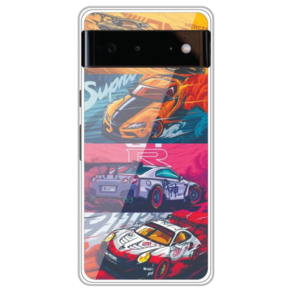 Sports Cars - Clear Printed Case For Google Models google pixel 6