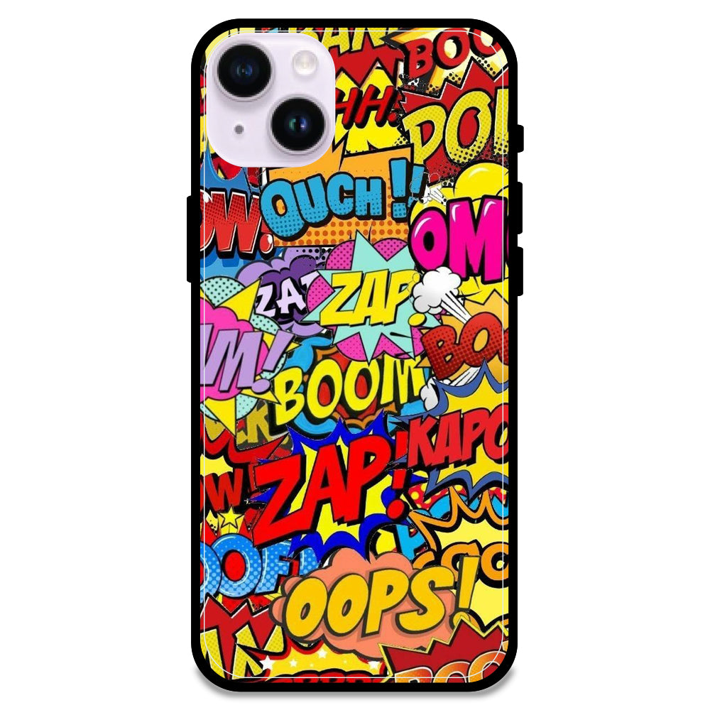 Comic Pop Art - Glossy Metal Silicone Case For Apple iPhone Models- Apple iPhone 14 plus