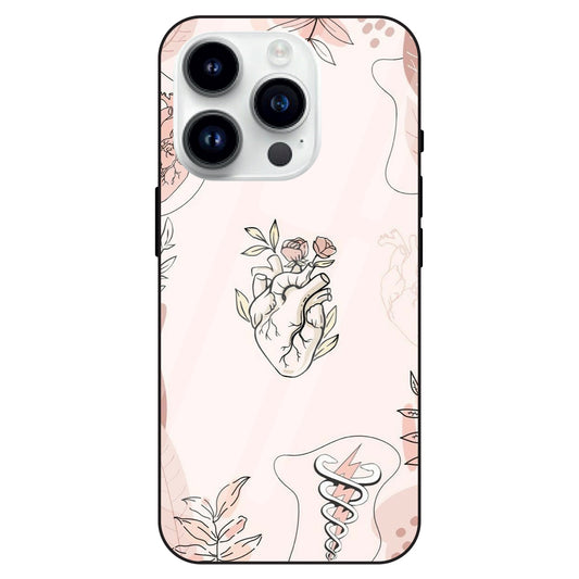 Heart And Flowers - Glass Cases For Apple iPhone Models