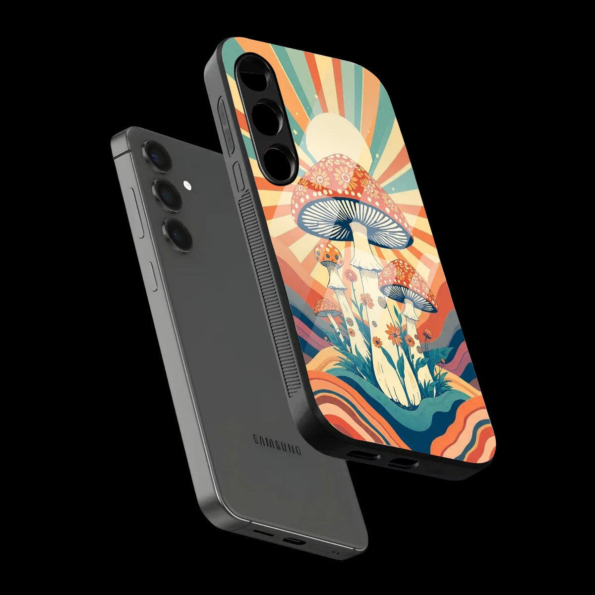 Retro Mushroom Art - Glass Case For Samsung Galaxy Infographic