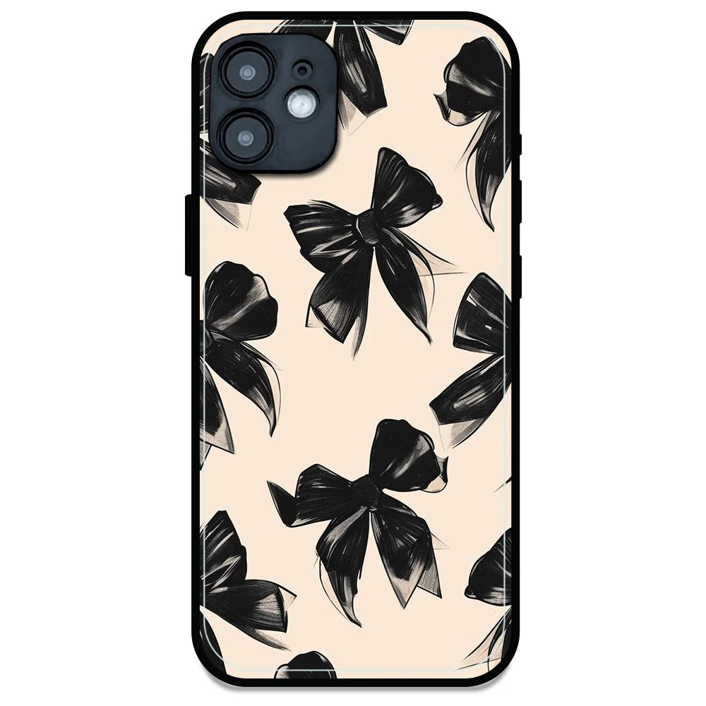 Black Bows - Glossy Metal Silicone Case For Apple iPhone Models