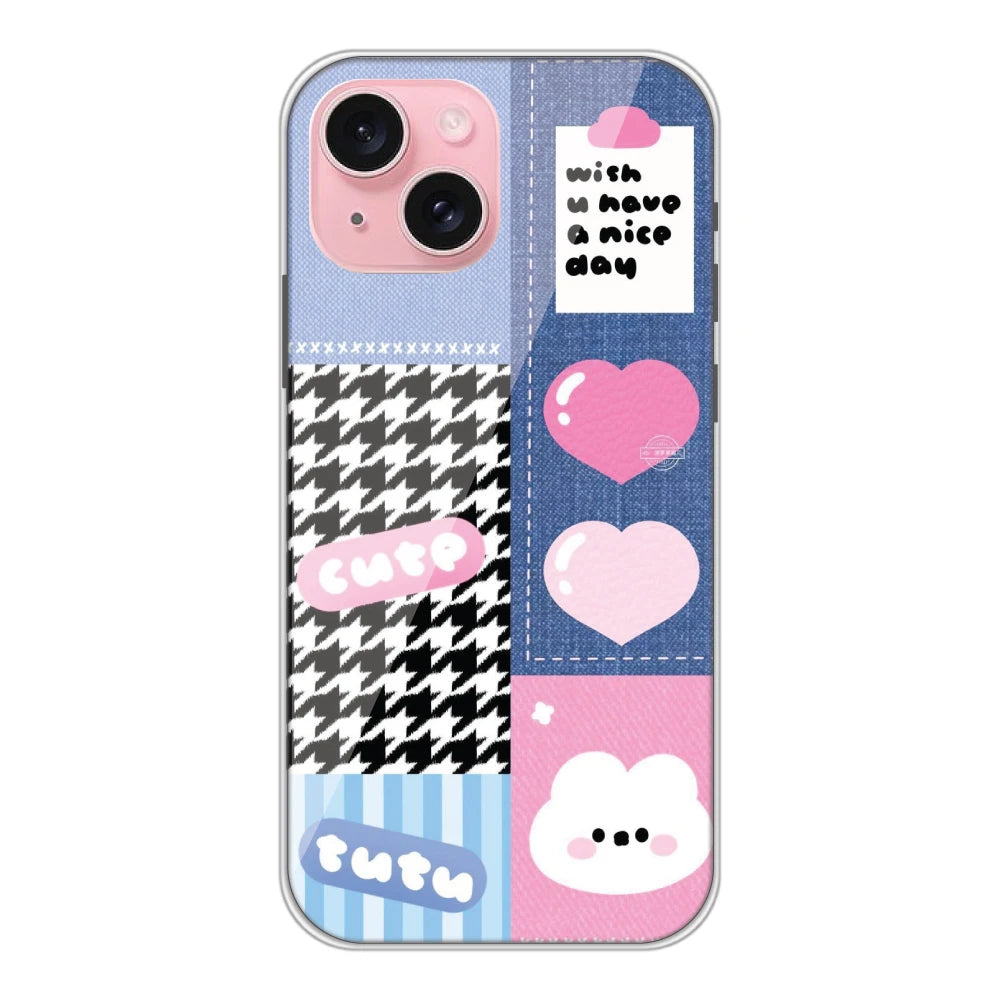 Cute Pink Bear Collage - Silicone Case For Apple iPhone Models apple iphone 15 plus