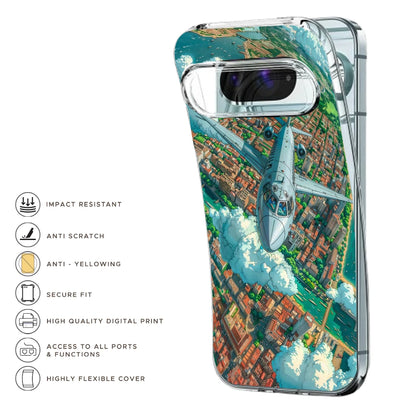 Flying Over City - Printed Silicone Case For Google Pixel Infographic