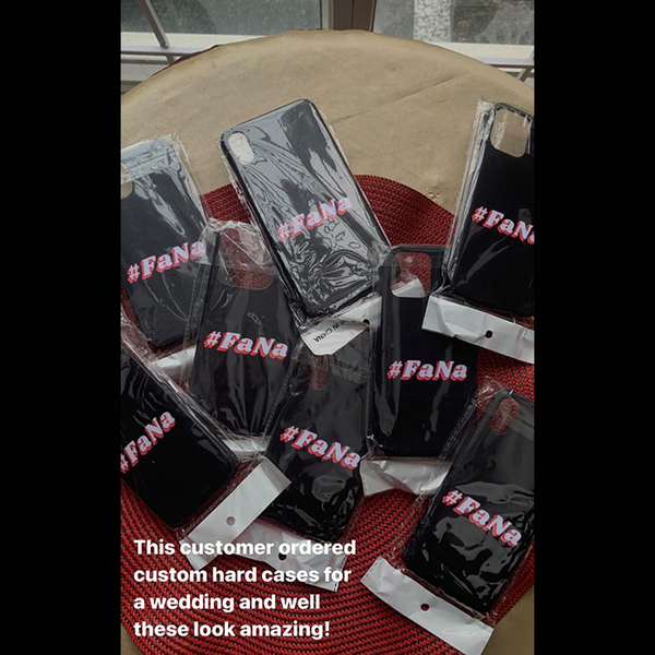 Custom hard phone cases from PhoneAntics packaged for a wedding order
