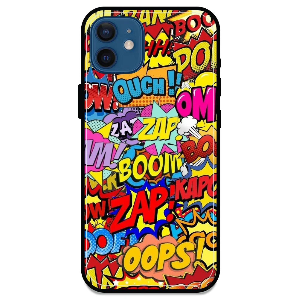 Comic Pop Art - Glossy Metal Silicone Case For Apple iPhone Models- Apple iPhone 12