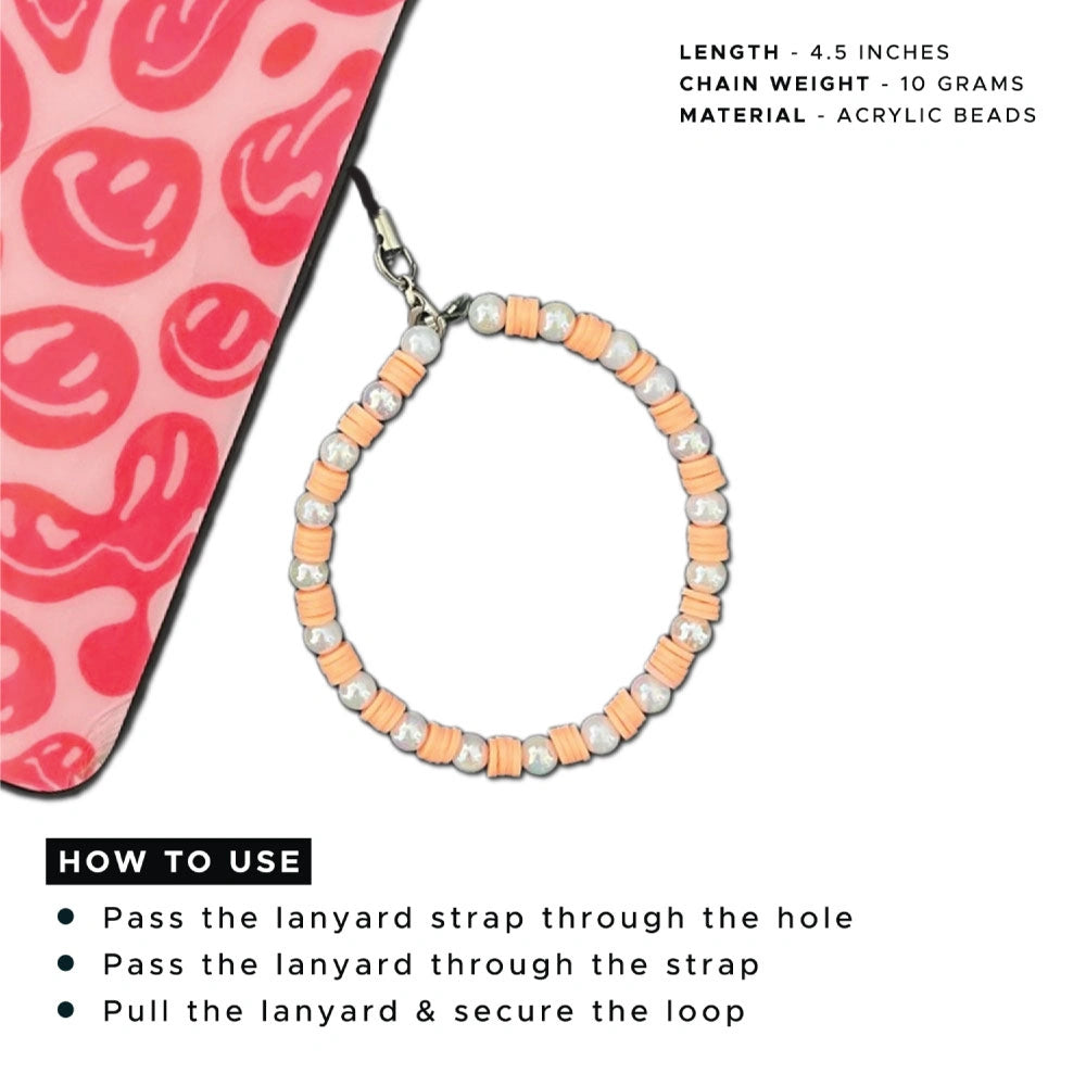 Baby Pink And Orange Clay Beads With Pearl - A Combo Of 2 Phone Charms infographic