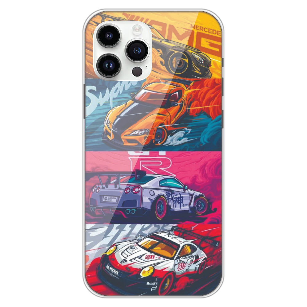 Sports Cars - Clear Printed Case For iPhone Models iphone 14 pro