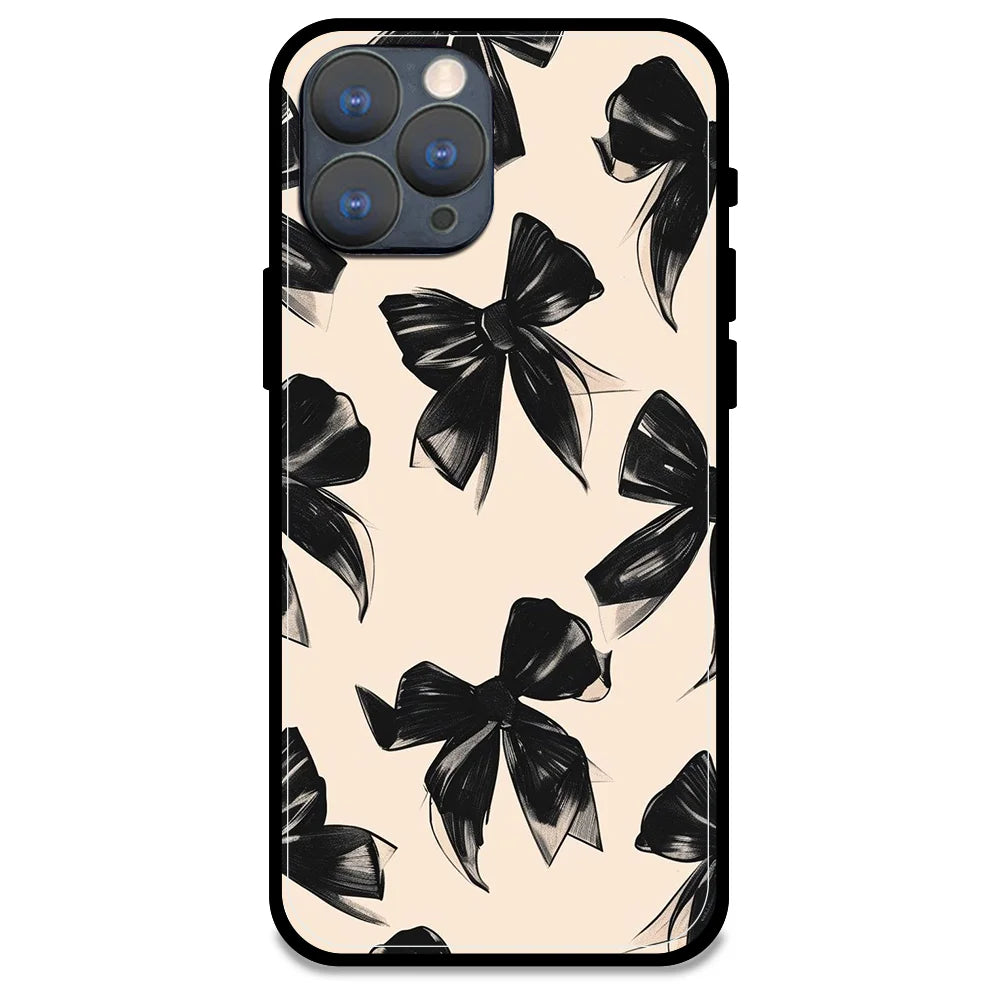 Black Bows - Glossy Metal Silicone Case For Apple iPhone Models