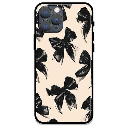 Black Bows - Glossy Metal Silicone Case For Apple iPhone Models