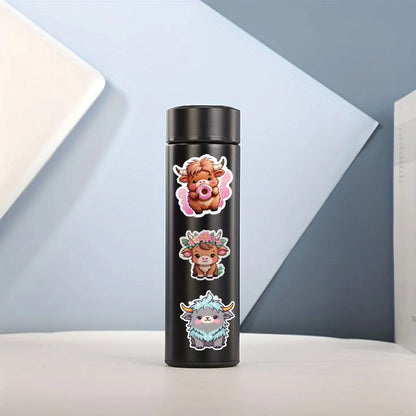 Highland Cow – 40 Waterproof Aesthetic Stickers for Phone Cases, Clear Covers, Journals, Scrapbooks & More Infographic