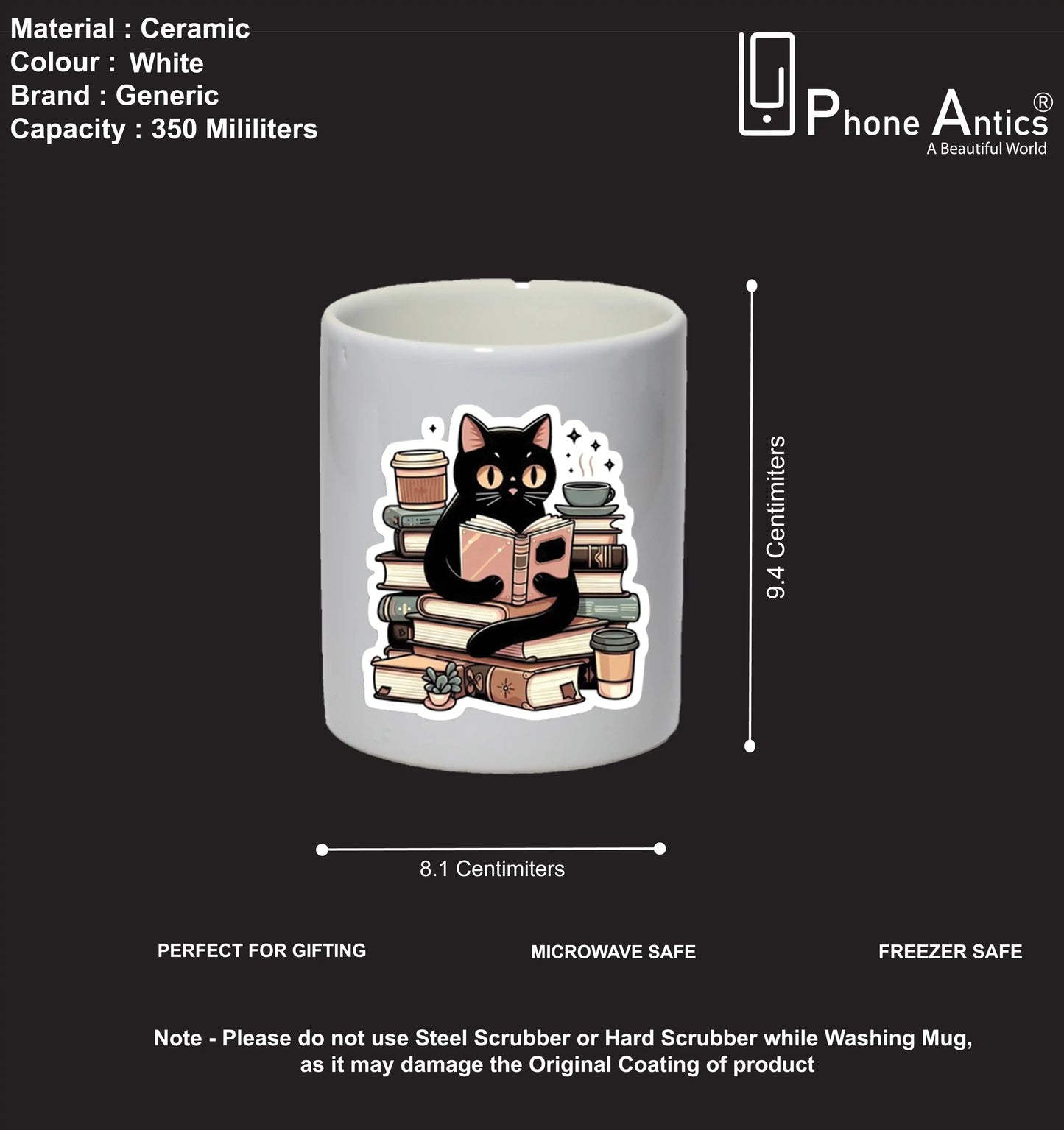 Reading Cat - Mug Infographic