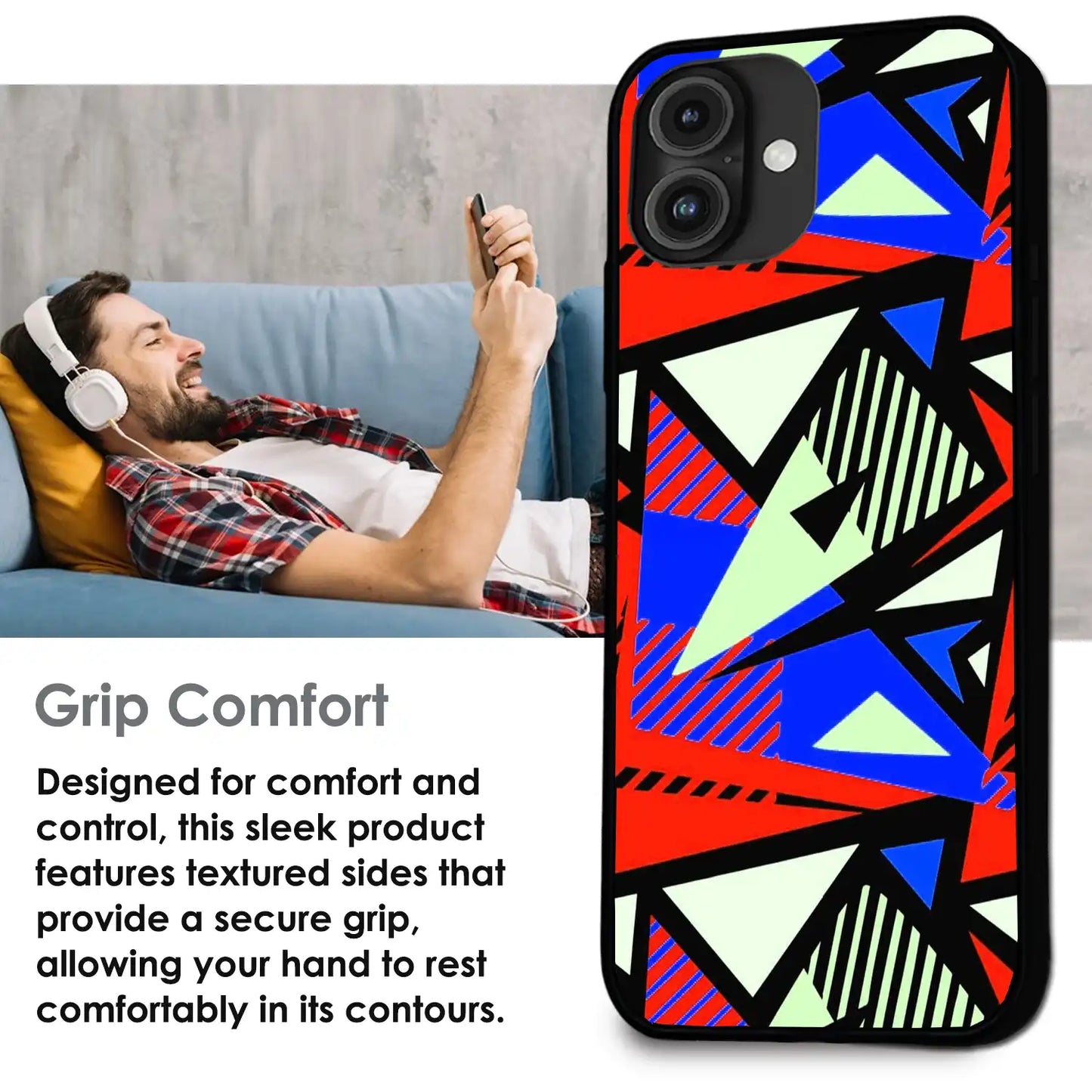 'Bold Geometric Pop - Glossy Metal Silicone Case For Apple iPhone Infographic