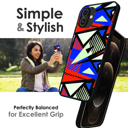 'Bold Geometric Pop - Glossy Metal Silicone Case For Apple iPhone Infographic