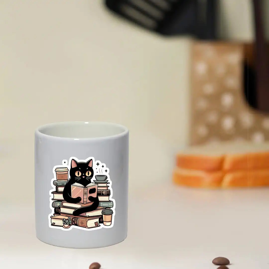 Reading Cat - Mug Infographic