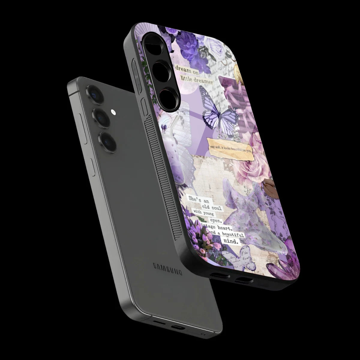 Lavender Vintage Collage - Glass Case For Samsung Galaxy Infographic