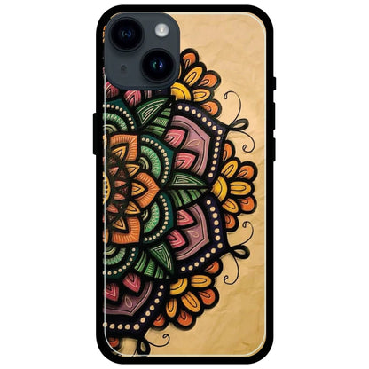 Mandala Art - Glossy Metal Silicone Case For Apple iPhone Models- Apple iPhone 15