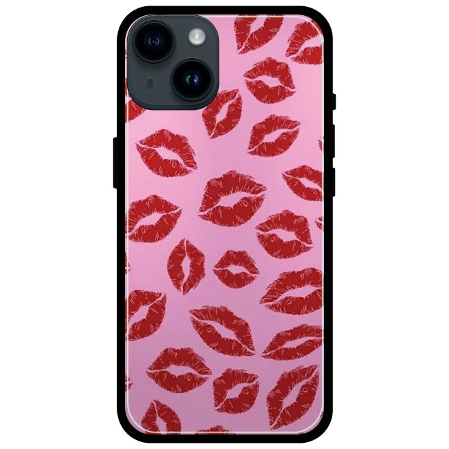 Kisses - Glossy Metal Silicone Case For Apple iPhone Models- Apple iPhone 15