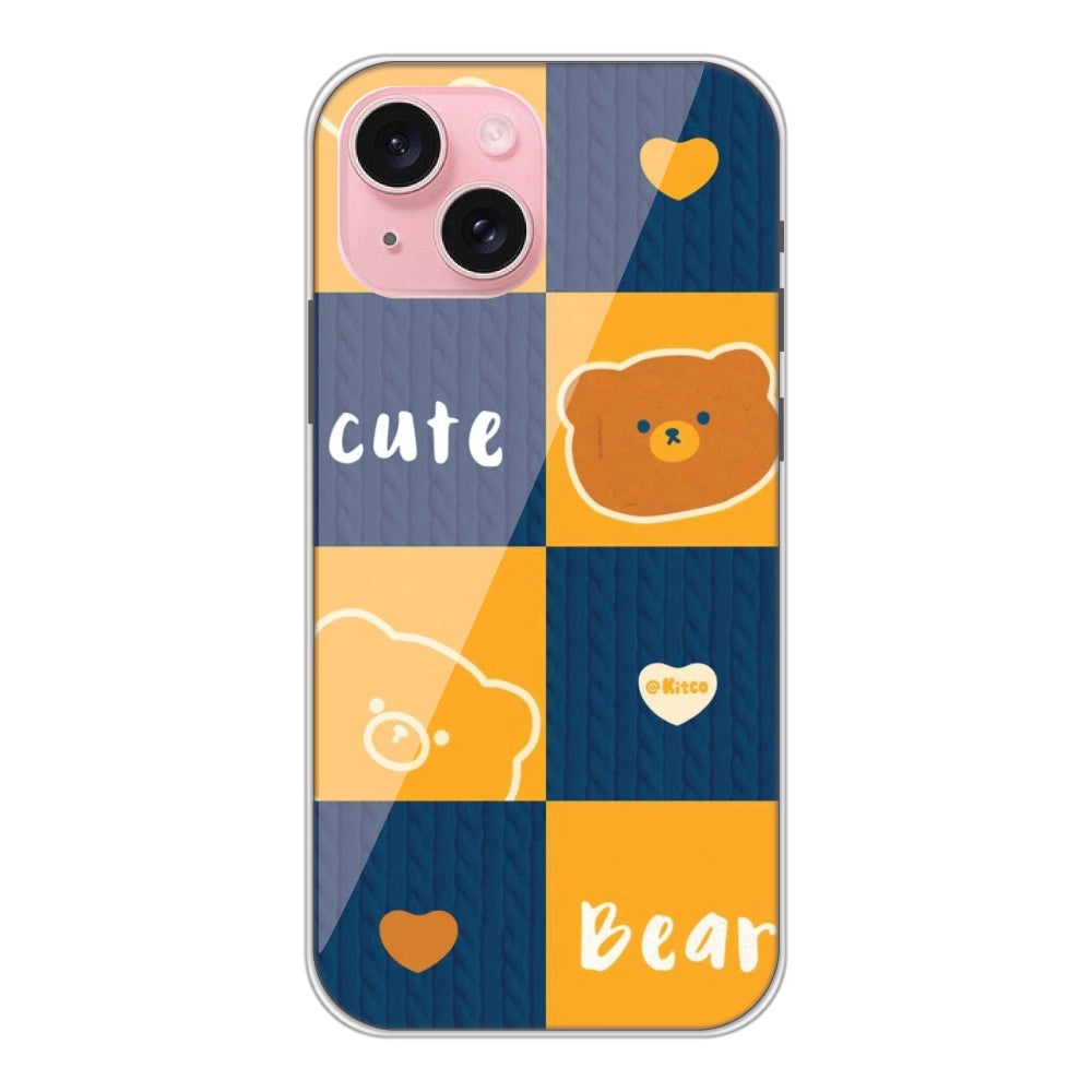 Cute Bear Collage - Silicone Case For Apple iPhone Models apple iphone 15 plus