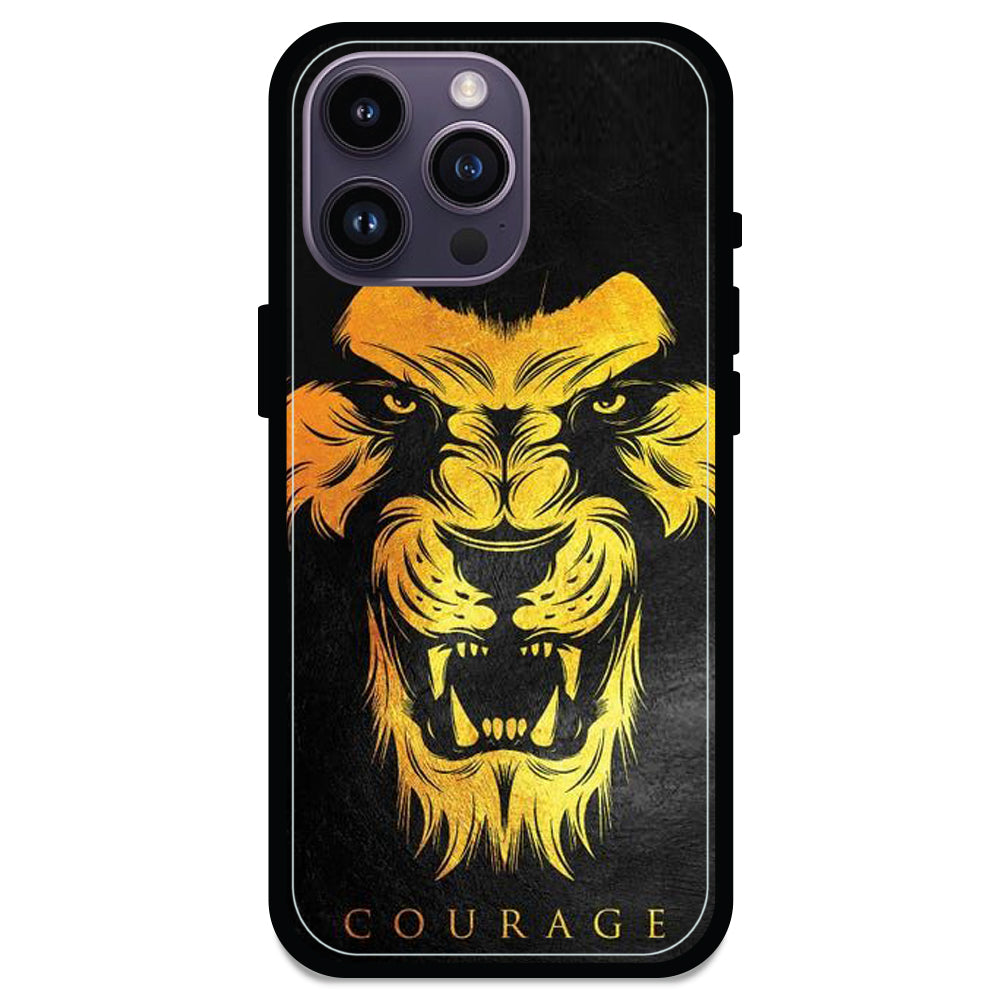 Courage - Glossy Metal Silicone Case For Apple iPhone Models- Apple iPhone 14 pro max