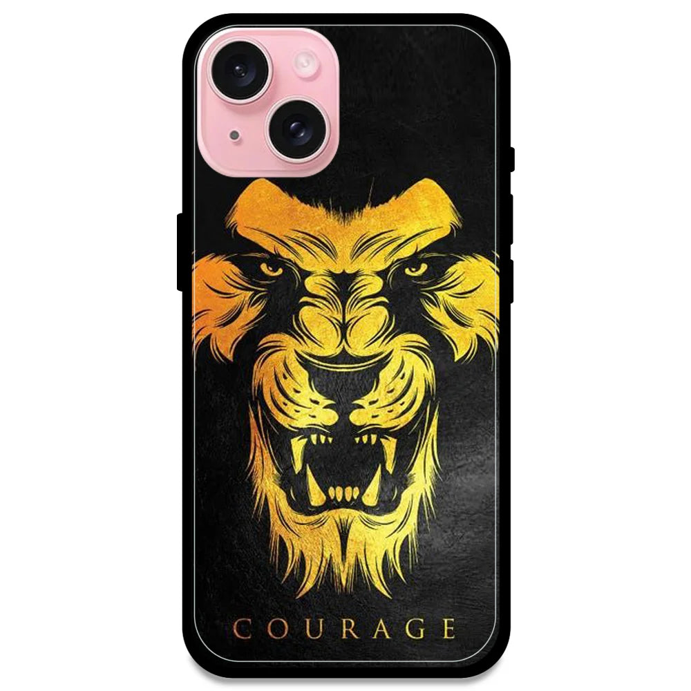 Courage - Glossy Metal Silicone Case For Apple iPhone Models- Apple iPhone 15