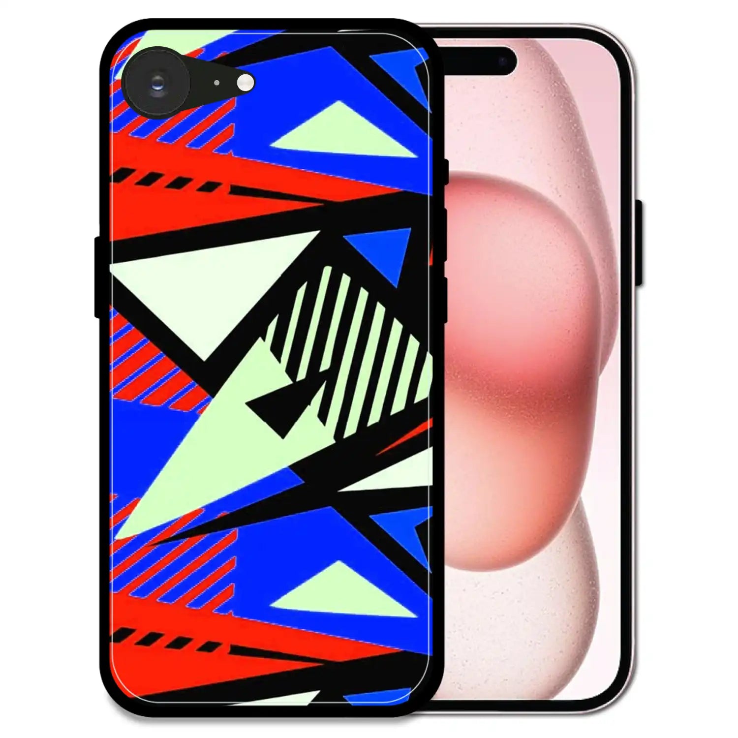 'Bold Geometric Pop - Glossy Metal Silicone Case For Apple iPhone 16e