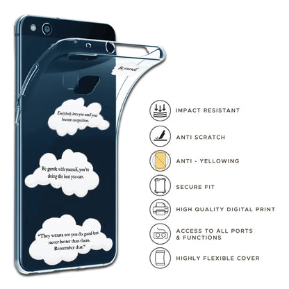 Quotes And Clouds - Clear Printed Silicone Case For Apple iPhone Models infographic
