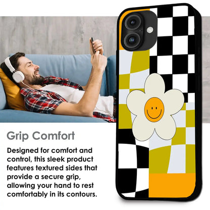 Smiley Flower - Glossy Metal Silicone Case For Apple iPhone Infographic