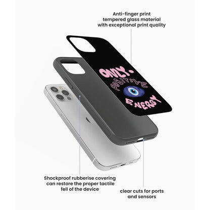 Only Positive Energy Evil Eye - Glass Case For Apple iPhone Infographic