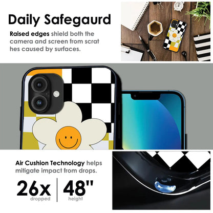 Smiley Flower - Glossy Metal Silicone Case For Apple iPhone Infographic