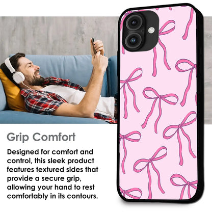 'Pink Bows - Glossy Metal Silicone Case For Apple iPhone Infographic