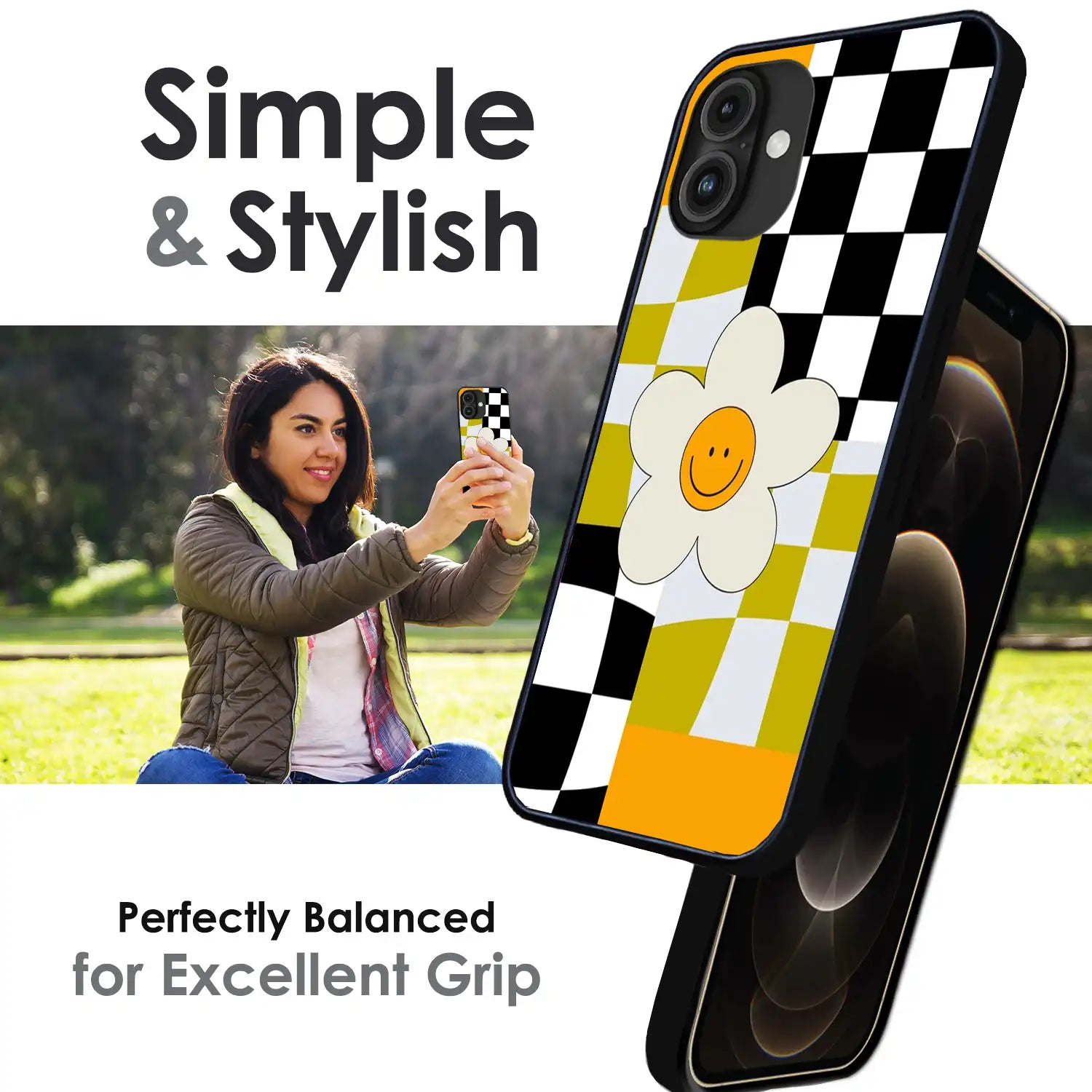 Smiley Flower - Glossy Metal Silicone Case For Apple iPhone Infographic
