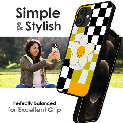 Smiley Flower - Glossy Metal Silicone Case For Apple iPhone Infographic