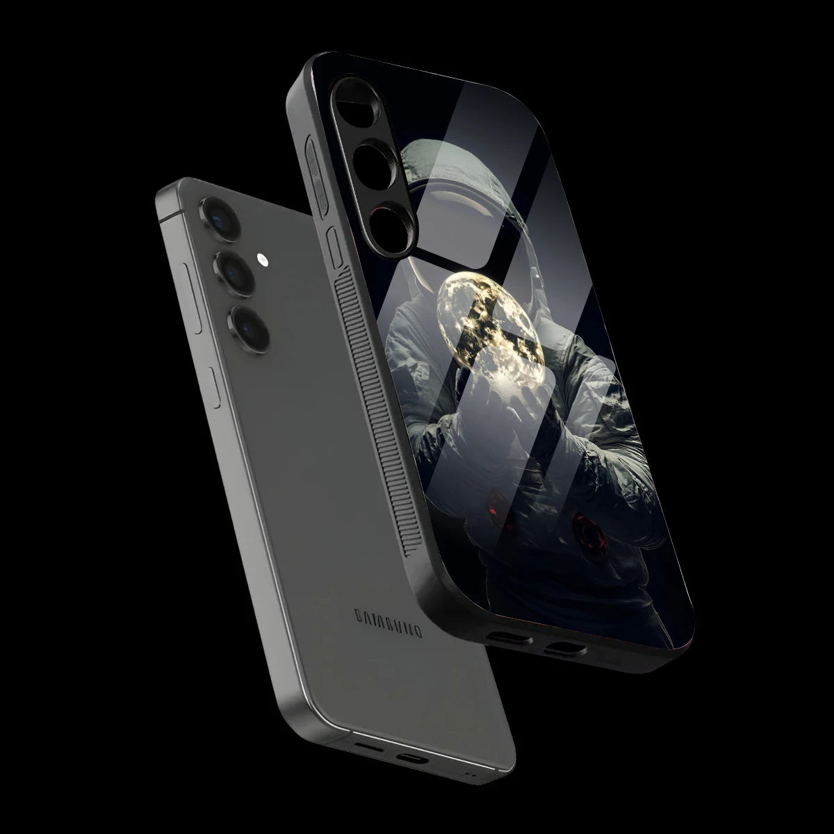 Astronaut Moon Glow - Glass Case For Samsung Galaxy Infographic