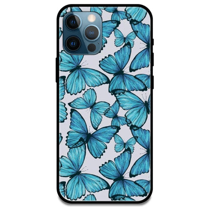 Butterflies - Glossy Metal Silicone Case For Apple iPhone Models- Apple iphone 15 pro