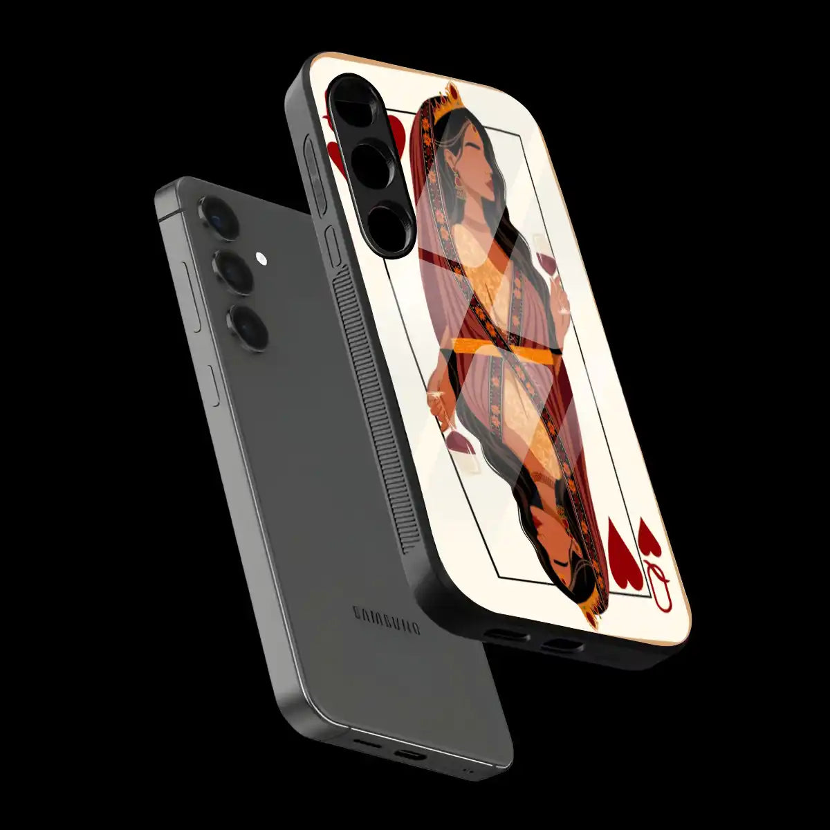 Queen of Hearts Design - Glass Case For Samsung Galaxy Infographic