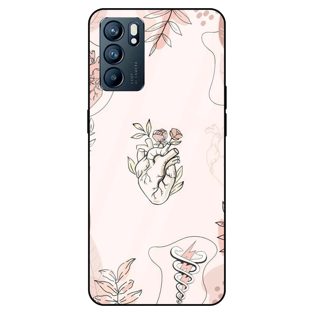 Heart And Flowers - Glass Case For Oppo Models