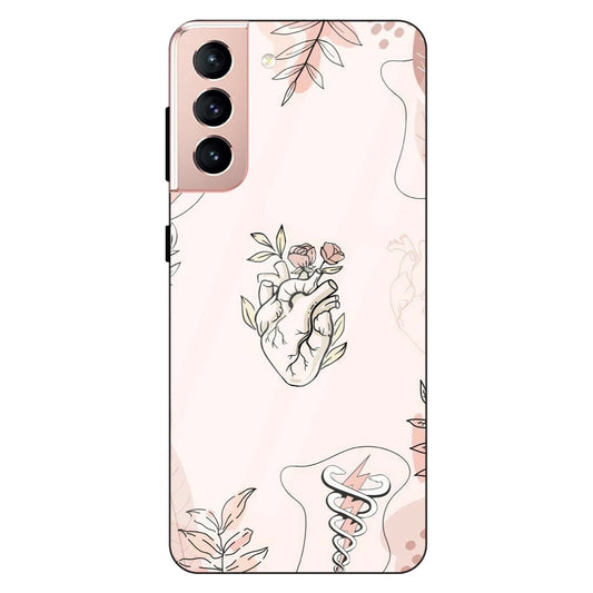 Heart And Flowers - Glass Case For Samsung Models