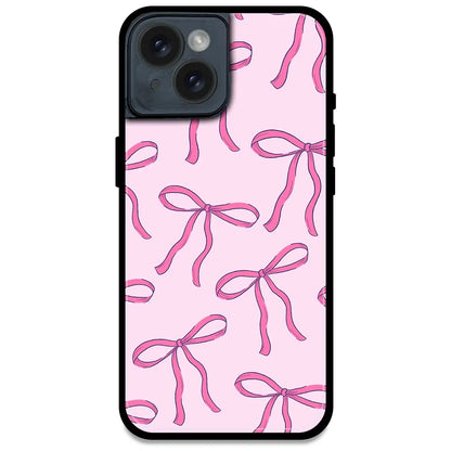 Pink Bows - Glossy Metal Silicone Case For Apple iPhone Models