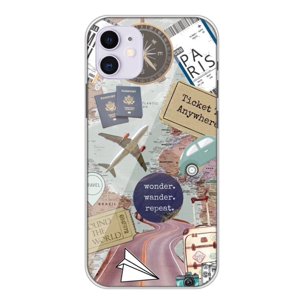 Travel Collage - Printed Silicone Case For Apple iPhone Models Apple iPhone 11
