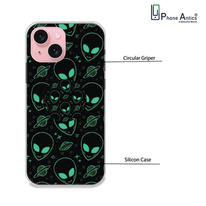 Aliens - Silicone Grip Case For Apple iPhone Models iPhone 15 infographic